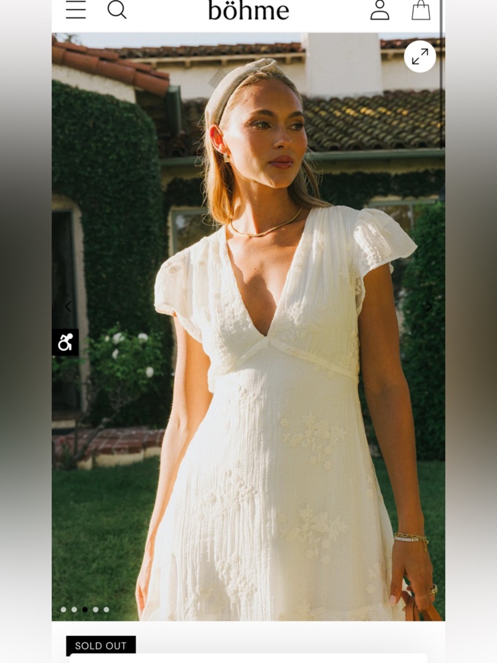Bohme Sol embroidered maxi dress white L - Picture 2 of 11